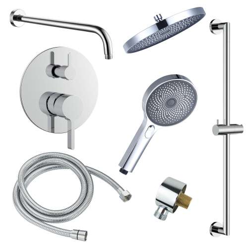 SMSPRK129HB-2-PC Sadie Two Function Round ADA Pressure Balance With Hand Shower On Bar Set, Polished Chrome