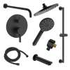 SMSPRK129TH-3-MB Sadie Three Function Round ADA Pressure Balance With Hand Shower On Bar Shower And Tub Set, Matte Black