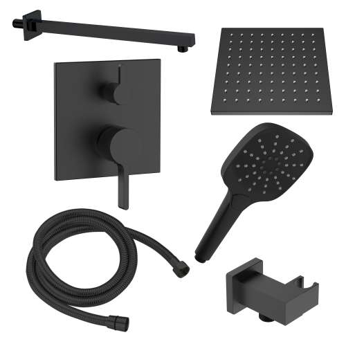 SMSPSK129H-2-MB Sadie Two Function Square ADA Pressure Balance With Hand Shower Set, Matte Black