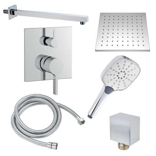 SMSPSK129HB-2-PC Sadie Two Function Square ADA Pressure Balance With Hand Shower On Bar Set, Polished Chrome