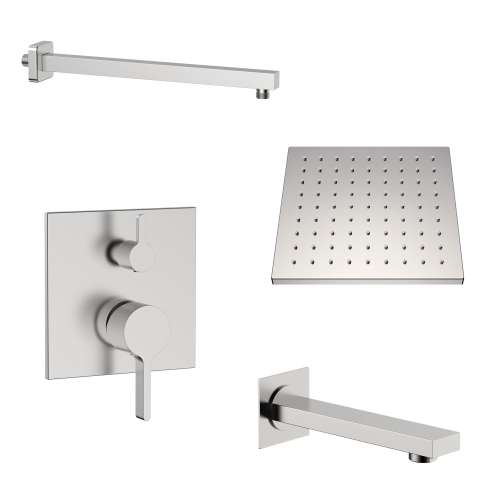 SMSPSK129T-2-BN Sadie Two Function Square ADA Pressure Balance Shower And Tub Set, Brushed Nickel