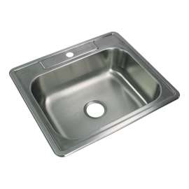 Silhouette Stainless Steel 25 Drop-in Kitchen Sink Kit with Bottom Grids, Flip-Top Strainer, Flip-Top Disposal Strainer, D - K-SMSTSB25226-M