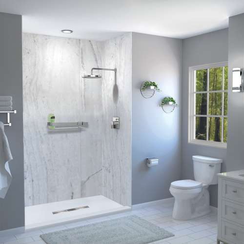 SMFZST7242C-31 Trimslate 72-in x 42-in Shower Base with Adjustable Single Threshold and Center Drain, White