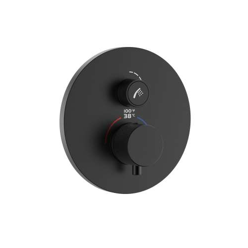 SMVAT1R-MB ArgoTherm Single Function Round Thermostatic Valve And Trim With Push Buttons, Matte Black