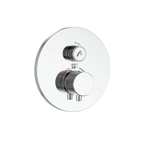 SMVAT1R-PC ArgoTherm Single Function Round Thermostatic Valve And Trim With Push Buttons, Polished Chrome