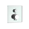 SMVAT1S-31PC ArgoTherm Single Function Square Thermostatic Valve And Trim With Push Buttons, Polished Chrome With White Glass