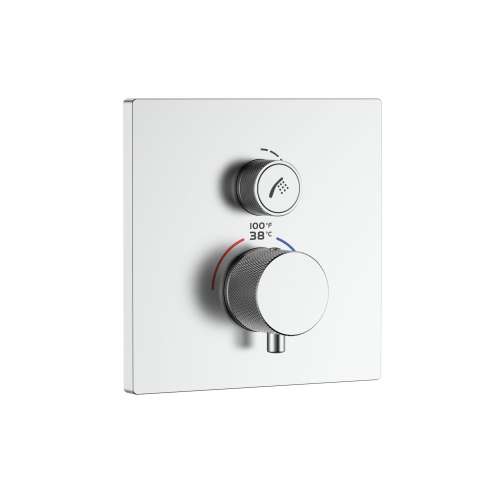 SMVAT1S-BN ArgoTherm Single Function Square Thermostatic Valve And Trim With Push Buttons, Brushed Nickel