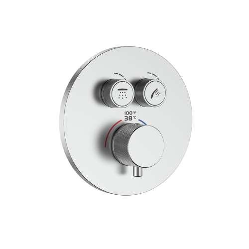 SMVAT2R-BN ArgoTherm Two Function Round Thermostatic Valve And Trim With Push Buttons, Brushed Nickel