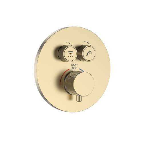 SMVAT2R-CB ArgoTherm Two Function Round Thermostatic Valve And Trim With Push Buttons, Champagne Bronze