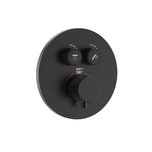 SMVAT2R-MB ArgoTherm Two Function Round Thermostatic Valve And Trim With Push Buttons, Matte Black