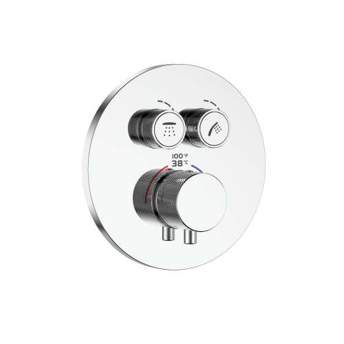 SMVAT2R-PC ArgoTherm Two Function Round Thermostatic Valve And Trim With Push Buttons, Polished Chrome