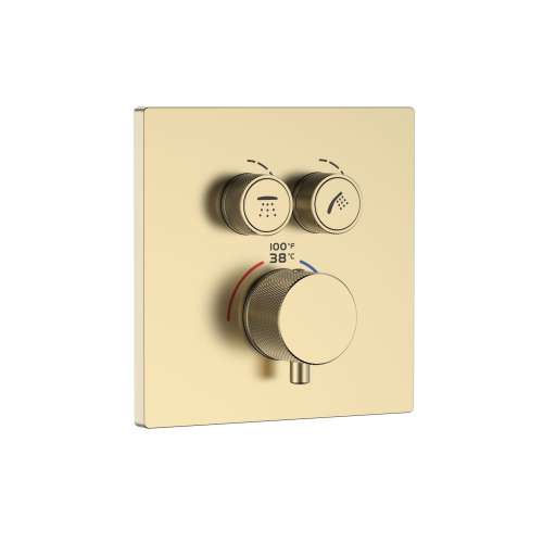 SMVAT2S-CB ArgoTherm Two Function Square Thermostatic Valve And Trim With Push Buttons, Champagne Bronze