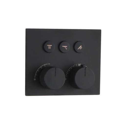 SMVAT3S-MB ArgoTherm Three Function Square Thermostatic Valve And Trim With Push Buttons, Matte Black