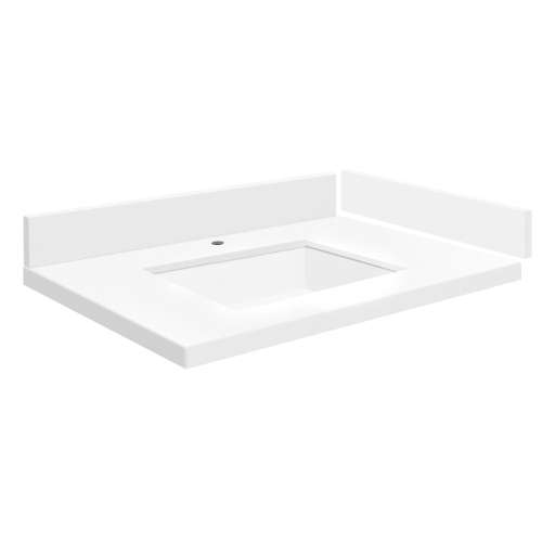SMVT25-30.75x22-1KU-C01 Mini Custom Quartz 25-30.75-in x 22-in Vanity Top with Vail Bowl, Mia White