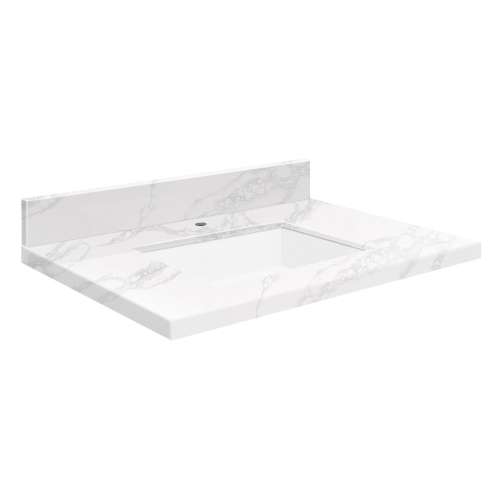 SMVTQU2522-1-M10 25-in x 22-in Vanity Top with Single Faucet Hole, White Carrara