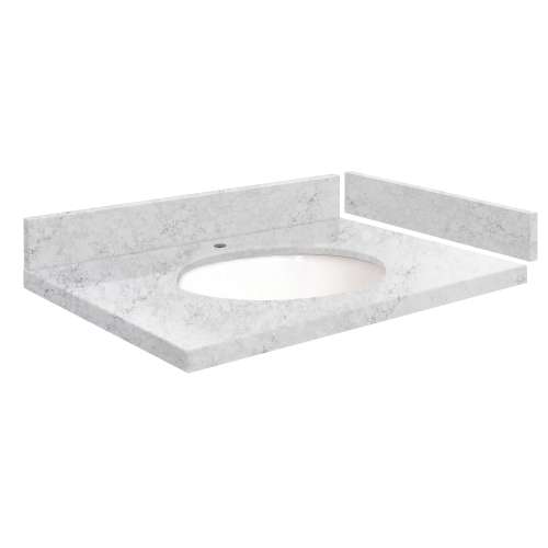 SMVT25-30.75x22-1MU-M50 Mini Custom Quartz 25-30.75-in x 22-in Vanity Top with Millwood Bowl, Misty Grey