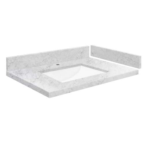 SMVT25-30.75x22-1RU-M50 Mini Custom Quartz 25-30.75-in x 22-in Vanity Top with Hensley Bowl, Misty Grey