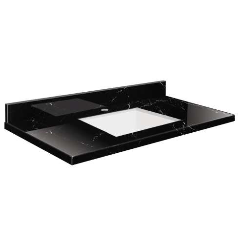 SMVTQU3122-1-M30 31-in x 22-in Vanity Top with Single Faucet Hole, Black Carrara
