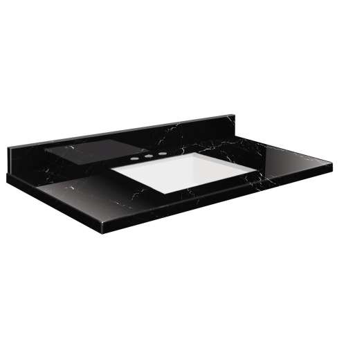 SMVTQU3122-8-M30 31-in x 22-in Vanity Top with 8-in Widespread Faucet Hole, Black Carrara