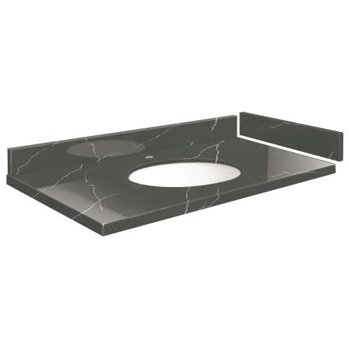 SMVT43-48.75x22-1MU-M20 Mini Custom Quartz 43-48.75-in x 22-in Vanity Top with Millwood Bowl, Marble Grey