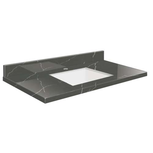 SMVTQU3722-1-M20 37-in x 22-in Vanity Top with Single Faucet Hole, Marble Grey