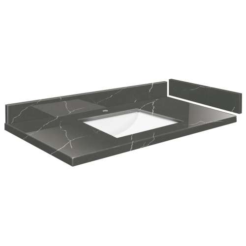 SMVT43-48.75x22-1RU-M20 Mini Custom Quartz 43-48.75-in x 22-in Vanity Top with Hensley Bowl, Marble Grey