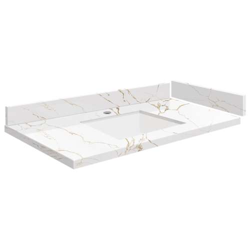 SMVT43-48.75x22-1KU-M40 Mini Custom Quartz 43-48.75-in x 22-in Vanity Top with Vail Bowl, Awaken Gold