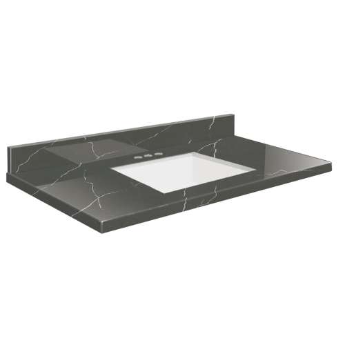 SMVTQU3722-4-M20 37-in x 22-in Vanity Top with 4-in Centerset Faucet Hole, Marble Grey