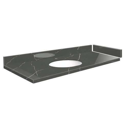 SMVT49-60.75x22-1MU-M20 Mini Custom Quartz 49-60.75-in x 22-in Vanity Top with Millwood Bowl, Marble Grey