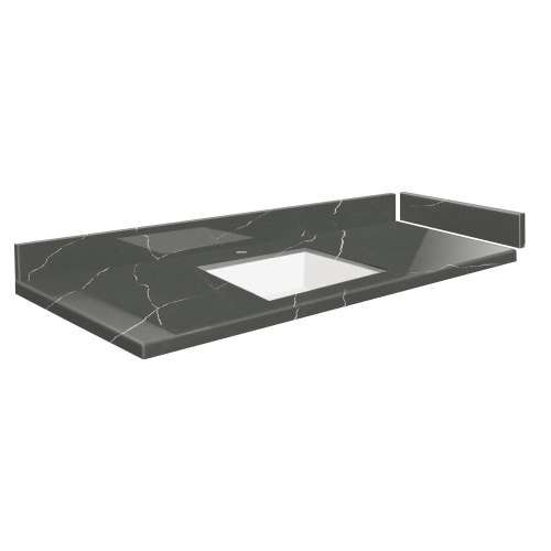 SMVT49-60.75x22-1KU-M20 Mini Custom Quartz 49-60.75-in x 22-in Vanity Top with Vail Bowl, Marble Grey