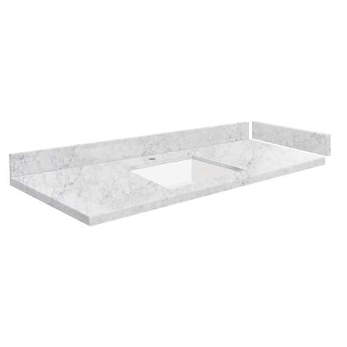 SMVT49-60.75x22-1KU-M50 Mini Custom Quartz 49-60.75-in x 22-in Vanity Top with Vail Bowl, Misty Grey