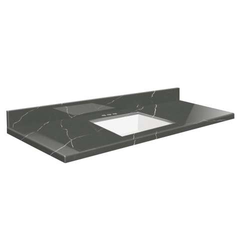 SMVTQU4922-4-M20 49-in x 22-in Vanity Top with 4-in Centerset Faucet Hole, Marble Grey