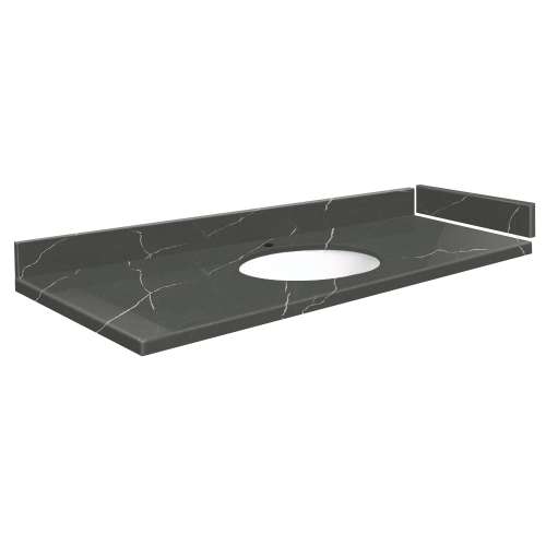 SMVT61-72.75x22-1MU-M20 Mini Custom Quartz 61-72.75-in x 22-in Vanity Top with Millwood Bowl, Marble Grey