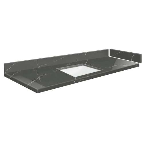 SMVT61-72.75x22-1RU-M20 Mini Custom Quartz 61-72.75-in x 22-in Vanity Top with Hensley Bowl, Marble Grey