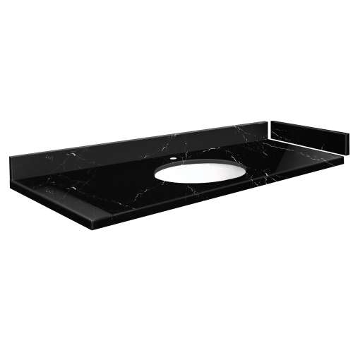 SMVT61-72.75x22-1MU-M30 Mini Custom Quartz 61-72.75-in x 22-in Vanity Top with Millwood Bowl, Black Carrara