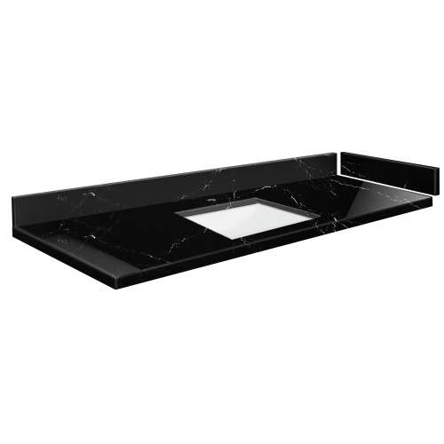 SMVT61-72.75x22-1RU-M30 Mini Custom Quartz 61-72.75-in x 22-in Vanity Top with Hensley Bowl, Black Carrara