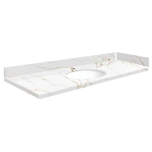 SMVT61-72.75x22-1MU-M40 Mini Custom Quartz 61-72.75-in x 22-in Vanity Top with Millwood Bowl, Awaken Gold