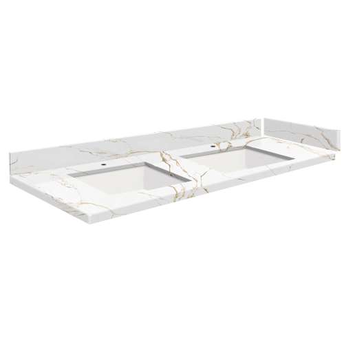 SMVT49-60.75x22-2KU-M40 Mini Custom Quartz 49-60.75-in x 22-in Vanity Top with Vail Double Bowls, Awaken Gold