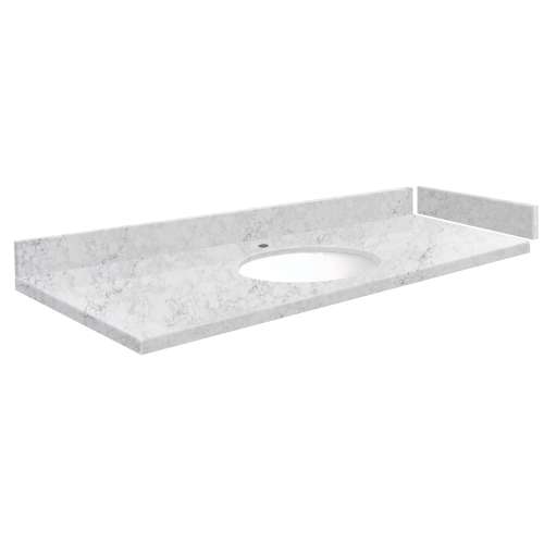 SMVT61-72.75x22-1MU-M50 Mini Custom Quartz 61-72.75-in x 22-in Vanity Top with Millwood Bowl, Misty Grey