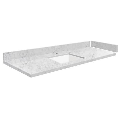 SMVT61-72.75x22-1KU-M50 Mini Custom Quartz 61-72.75-in x 22-in Vanity Top with Vail Bowl, Misty Grey