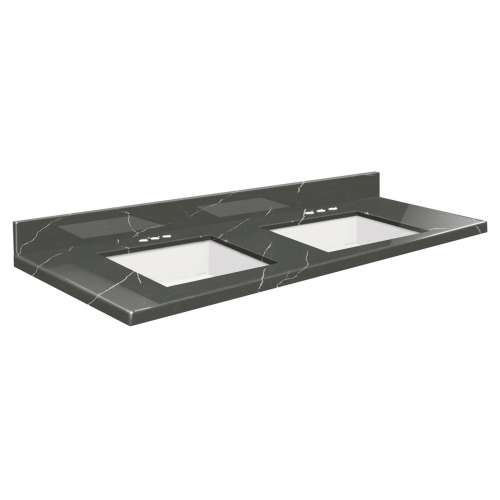 SMVTQU6122D-4-M20 61-in x 22-in Vanity Top with 4-in Centerset Faucet Hole, Marble Grey