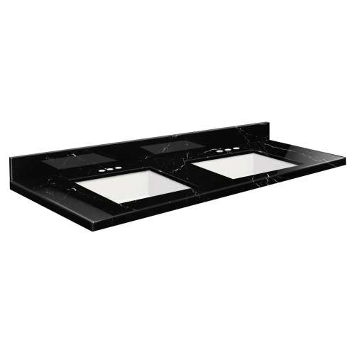 SMVTQU6122D-4-M30 61-in x 22-in Vanity Top with 4-in Centerset Faucet Hole, Black Carrara