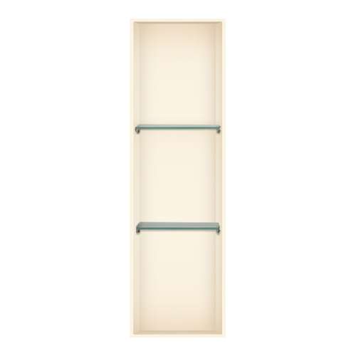 SMSTV4614-CA 14-in x 4-in x 46-in Recessed Stainless Steel Vertical Shower Storage Pod With Two Shelves, Cameo