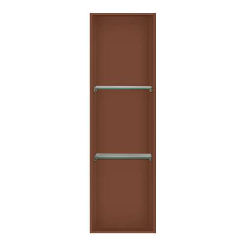 SMSTV4614-CO 14-in x 4-in x 46-in Recessed Stainless Steel Vertical Shower Storage Pod With Two Shelves, Coffee