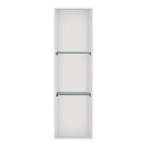 SMSTV4614-GR 14-in x 4-in x 46-in Recessed Stainless Steel Vertical Shower Storage Pod With Two Shelves, Grey