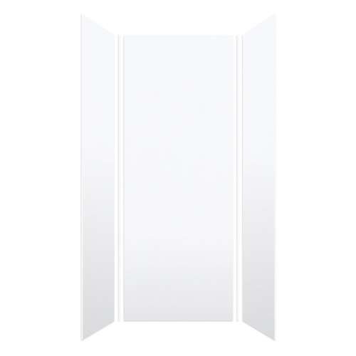 SMMW4K363696-21V Monterey 36-in x 36-in x 96-in Glue To Wall 3-Piece 4mm Shower Wall Kit, White (Velvet Smooth Finish)