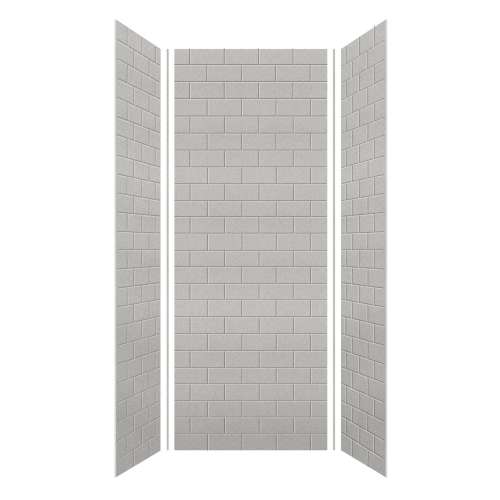 SMMW4K363696-27 Monterey 36-in x 36-in x 96-in Glue To Wall 3-Piece 4mm Shower Wall Kit, Grey Stone (4-in x 8-in Subway Tile Pattern)