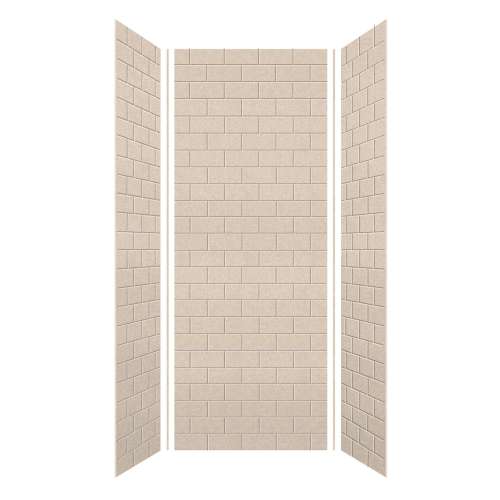 SMMW4K363696-28 Monterey 36-in x 36-in x 96-in Glue To Wall 3-Piece 4mm Shower Wall Kit, Butternut (4-in x 8-in Subway Tile Pattern)