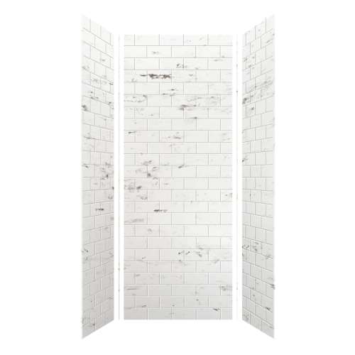 SMMW4K363696-47 Monterey 36-in x 36-in x 96-in Glue To Wall 3-Piece 4mm Shower Wall Kit, Carrara (4-in x 8-in Subway Tile Pattern)