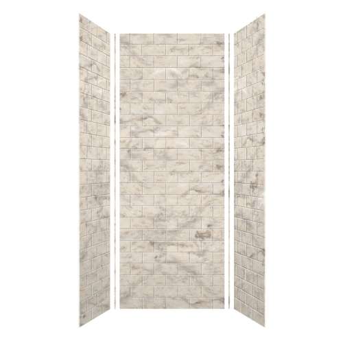 SMMW4K363696-49 Monterey 36-in x 36-in x 96-in Glue To Wall 3-Piece 4mm Shower Wall Kit, Creme (4-in x 8-in Subway Tile Pattern)